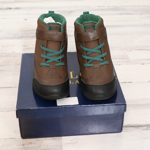 POLO RALPH LAUREN Boy's Barnes Boot Size 2 (Little Boy) Brown/Green NEW in Box - Picture 4 of 9
